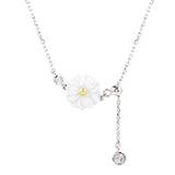 Silver Daisy Flower Necklace Ladies Fairy Pull Clavicle Chain Shell Pendant