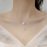 Silver Daisy Flower Necklace Ladies Fairy Pull Clavicle Chain Shell Pendant