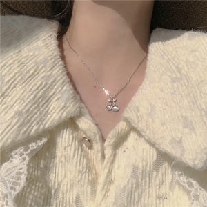 Silver Opal Cherry Necklace for Girls