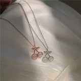Silver Opal Cherry Necklace for Girls