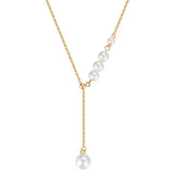 Silver Pearl Tassel Adjustable Necklace for Women French Light Clavicle Chain