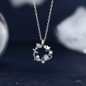 Silver Pendant Necklace Female Zircon Little Prince Rose Necklace