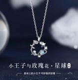 Silver Pendant Necklace Female Zircon Little Prince Rose Necklace