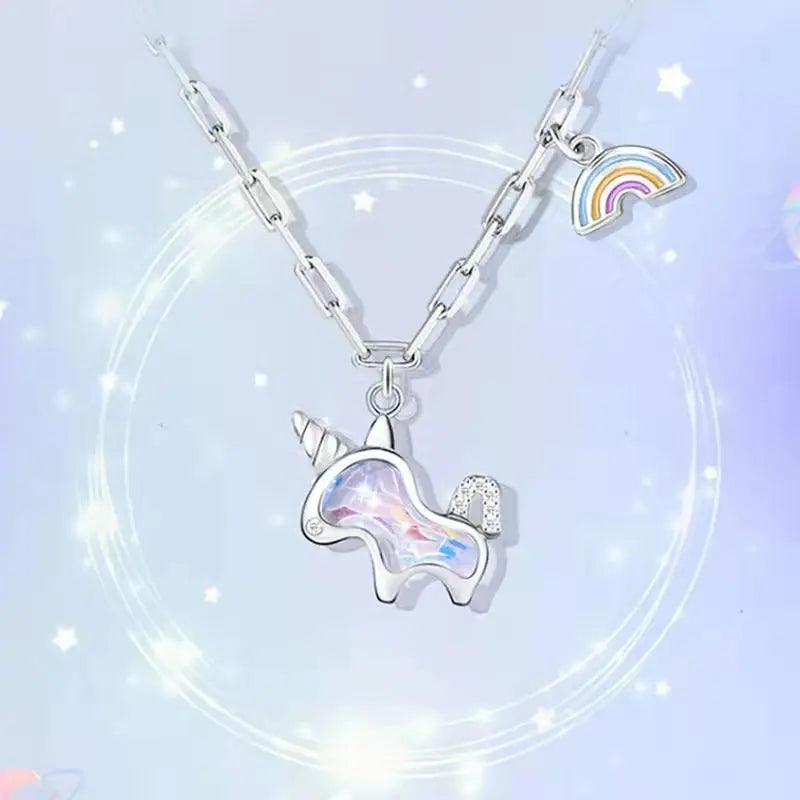 Silver Unicorn Charm Necklace for Girls Birthday Party