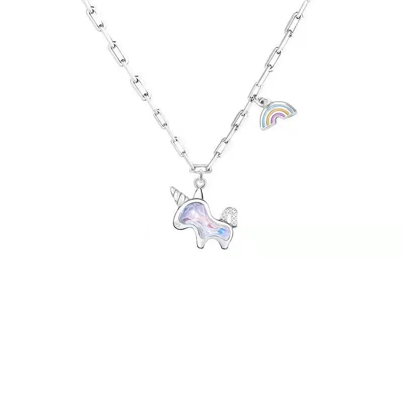 Silver Unicorn Charm Necklace for Girls Birthday Party