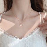 Silver Clover Element Necklace Zircon Pendant Clavicle Chain
