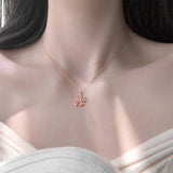 Silver Clover Element Necklace Zircon Pendant Clavicle Chain