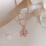 Silver Clover Element Necklace Zircon Pendant Clavicle Chain