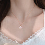 Silver Clover Element Necklace Zircon Pendant Clavicle Chain