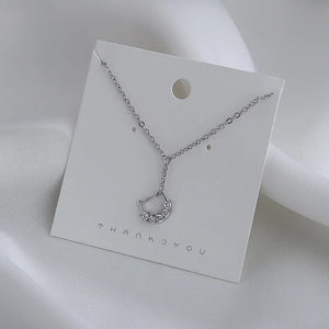 Silver Cat Zircon Pendant Necklace Women's Jewelry Gift