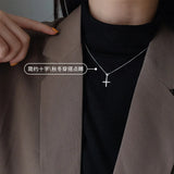Silver Jesus Cross Pendant Zircon Necklace Ladies Party Jewelry