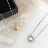 Silver Love Necklace Zircon Pendant Clavicle Chain Jewelry Gift