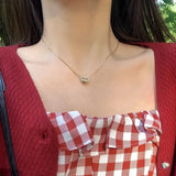 Silver Love Necklace Zircon Pendant Clavicle Chain Jewelry Gift