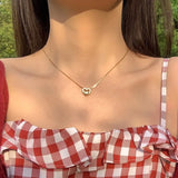 Silver Love Necklace Zircon Pendant Clavicle Chain Jewelry Gift