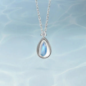 Silver Moonstone Pendant Necklace Clavicle Chain Jewelry