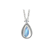 Silver Moonstone Pendant Necklace Clavicle Chain Jewelry