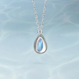 Silver Moonstone Pendant Necklace Clavicle Chain Jewelry