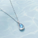 Silver Moonstone Pendant Necklace Clavicle Chain Jewelry