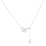 Butterfly Pearl Necklace Silver Zircon Wedding Jewelry