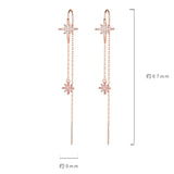 Silver Star Inlaid Zircon Earrings Tassel Jewelry