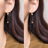 Silver Star Inlaid Zircon Earrings Tassel Jewelry