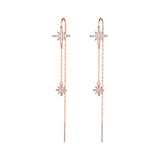 Silver Star Inlaid Zircon Earrings Tassel Jewelry