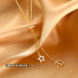 Silver Star Moon Tassel Necklace Clavicle Chain Hot Jewelry