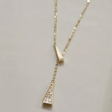 Silver Zircon Y Necklace for Women