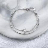 Silver Women's Four Star Bracelet Double Layer Jewelry