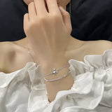Silver Women's Four Star Bracelet Double Layer Jewelry