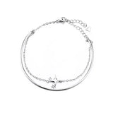 Silver Women's Four Star Bracelet Double Layer Jewelry