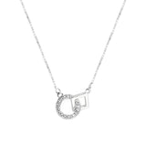 Silver Square Round Zircon Necklace Geometric CZ Chain Jewelry