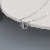 Silver Square Round Zircon Necklace Geometric CZ Chain Jewelry