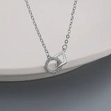 Silver Square Round Zircon Necklace Geometric CZ Chain Jewelry
