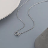 Silver Square Round Zircon Necklace Geometric CZ Chain Jewelry