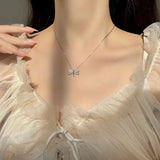 Silver Zircon Dragonfly Necklace Women Clavicle Chain Hot Jewelry Gift