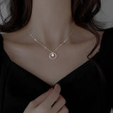 Silver Round Pearl Pendant Necklace for Women Girls Jewelry
