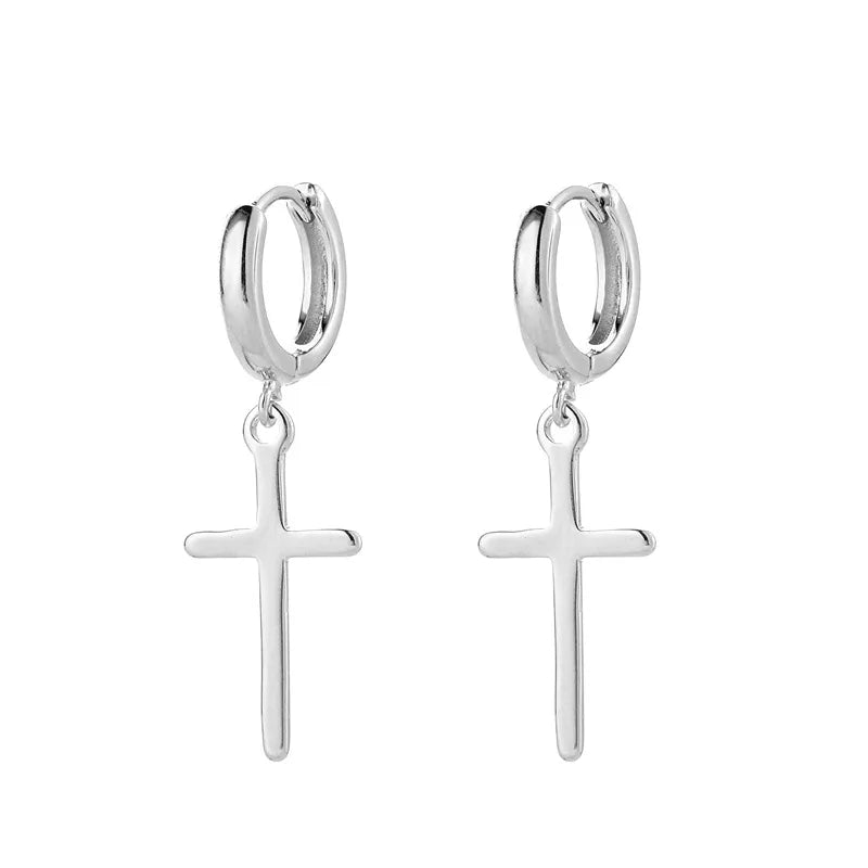 Vintage Cross Pendant Earring Silver Earrings Party Jewelry