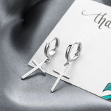 Vintage Cross Pendant Earring Silver Earrings Party Jewelry