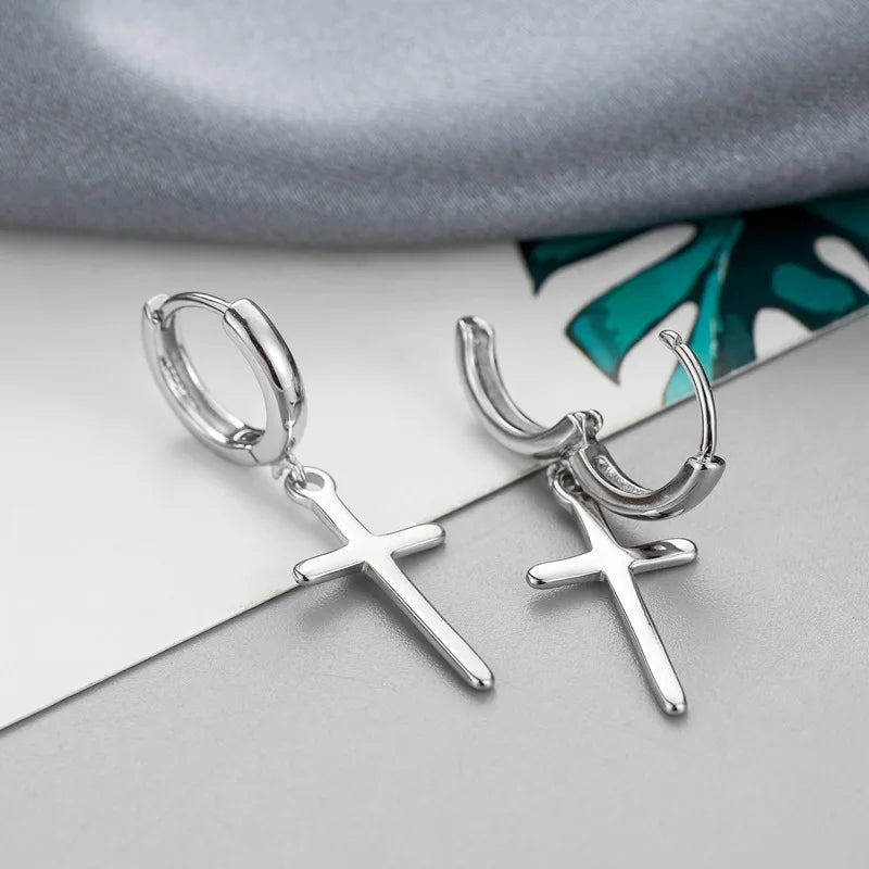 Vintage Cross Pendant Earring Silver Earrings Party Jewelry
