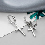Vintage Cross Pendant Earring Silver Earrings Party Jewelry
