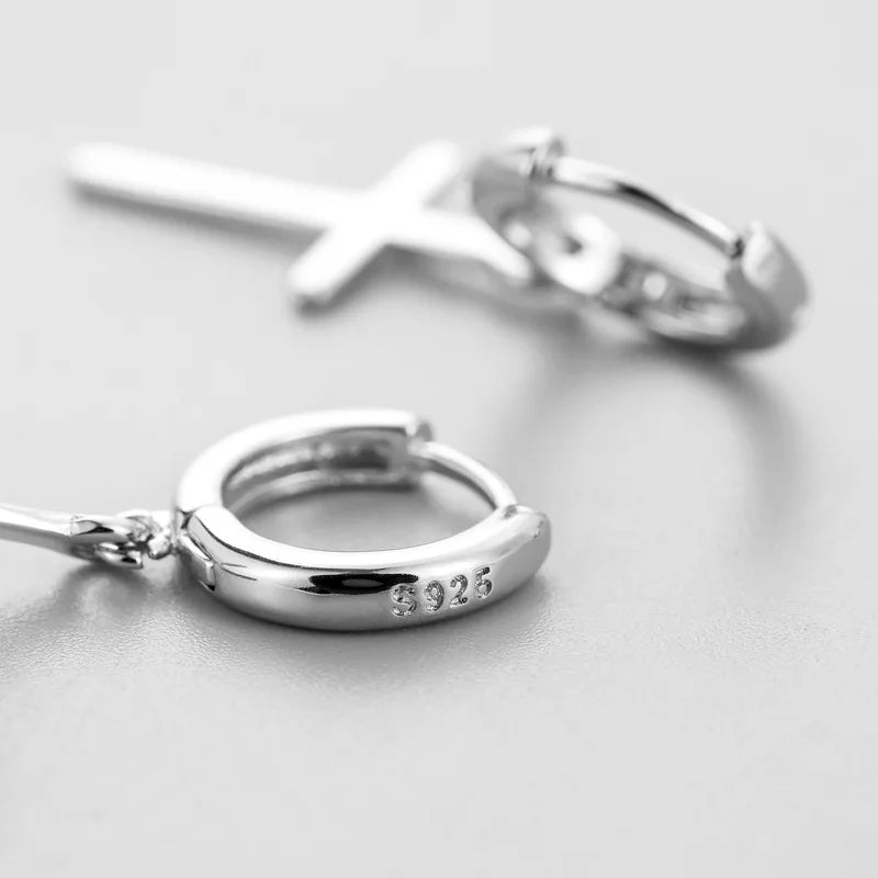 Vintage Cross Pendant Earring Silver Earrings Party Jewelry