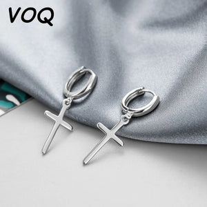 Vintage Cross Pendant Earring Silver Earrings Party Jewelry
