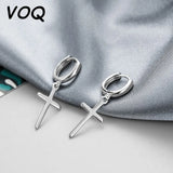 Vintage Cross Pendant Earring Silver Earrings Party Jewelry