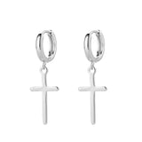 Vintage Cross Pendant Earring Silver Earrings Party Jewelry