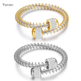 Adjustable Two Colors Women Bracelet Stainless Steel Jewelry