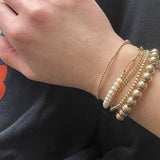 Custom 26 Letter Bracelet Half Pearl Half Chain Round Pendant Freshwater Pearl