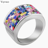 Stainless Steel Delicate Rings Inlay Austrian Crystal
