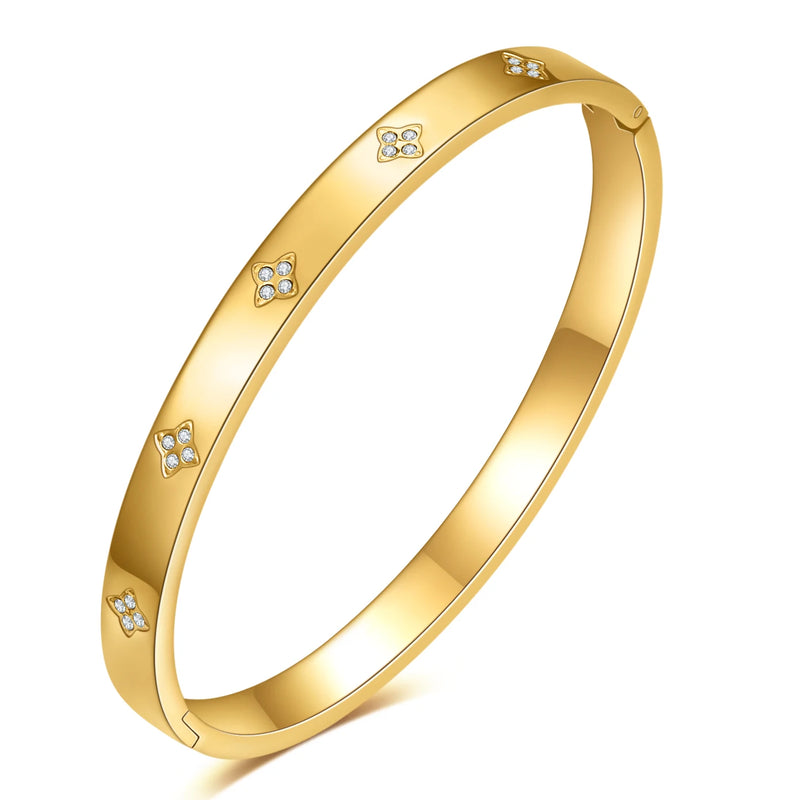 Four Leaf Bracelet Zircon Flower Bangle Women's Jewelry