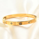 Four Leaf Bracelet Zircon Flower Bangle Women's Jewelry